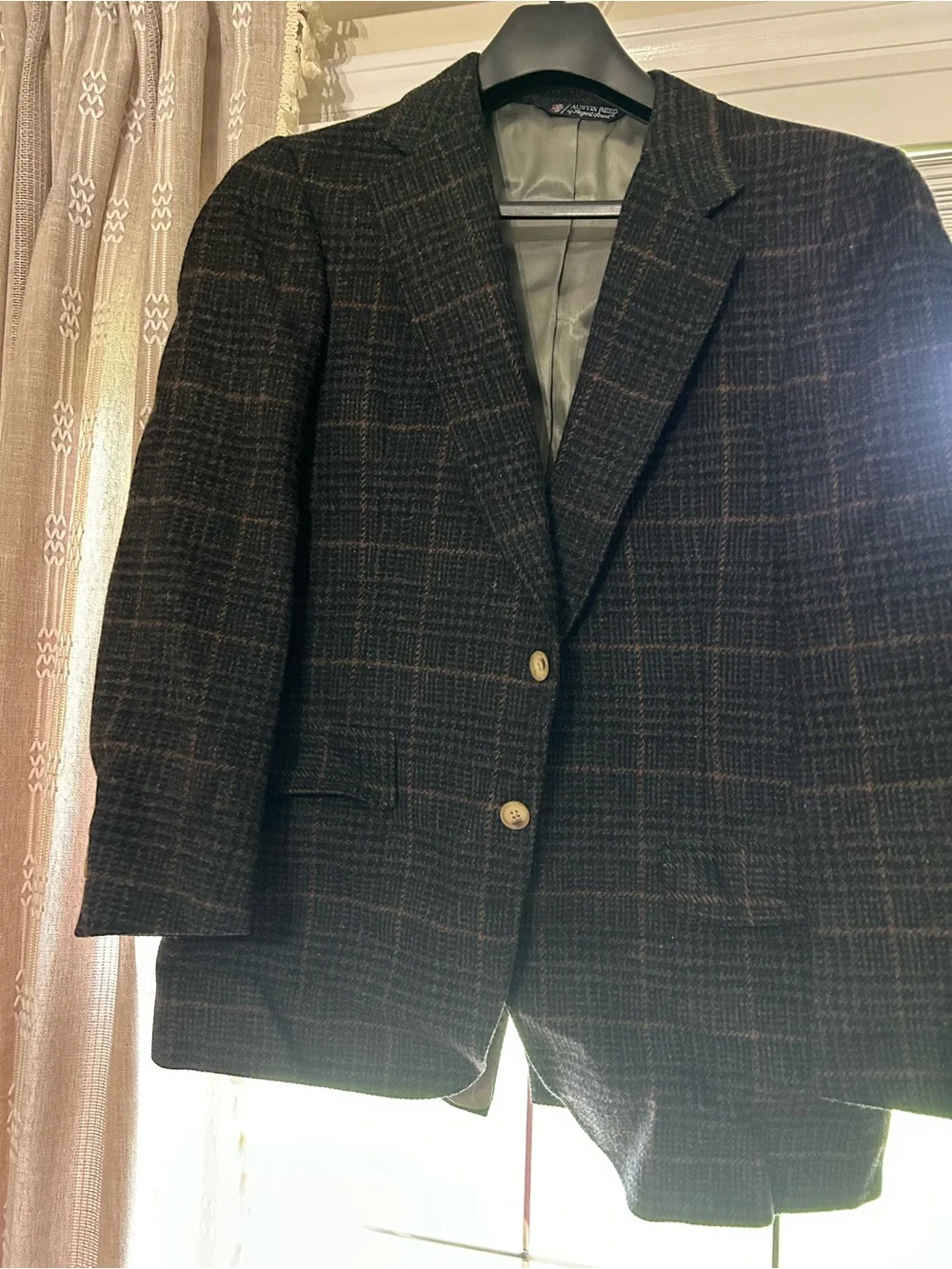 Austin Reed Brown Plaid Wool Sport Coat